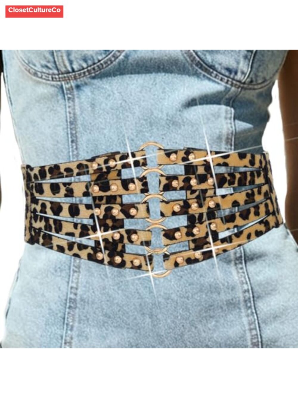 BODIY Leather Alloy Elastic Wide Waist Cinch Belt for Women